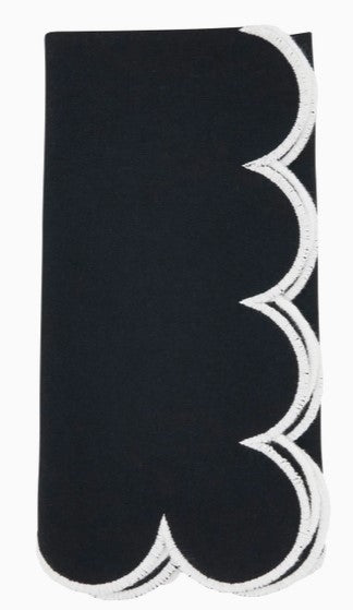 Scallop Hem Napkin Black Set/4