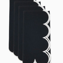 Scallop Hem Napkin Black Set/4