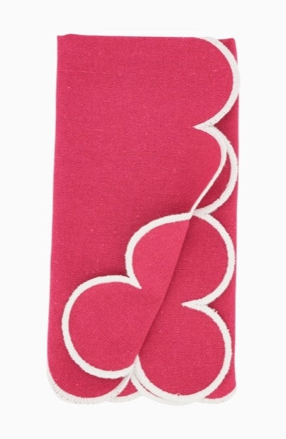 Scallop Hem Napkin Fushia Set/4