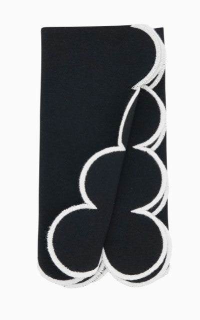Scallop Hem Napkin Black Set/4