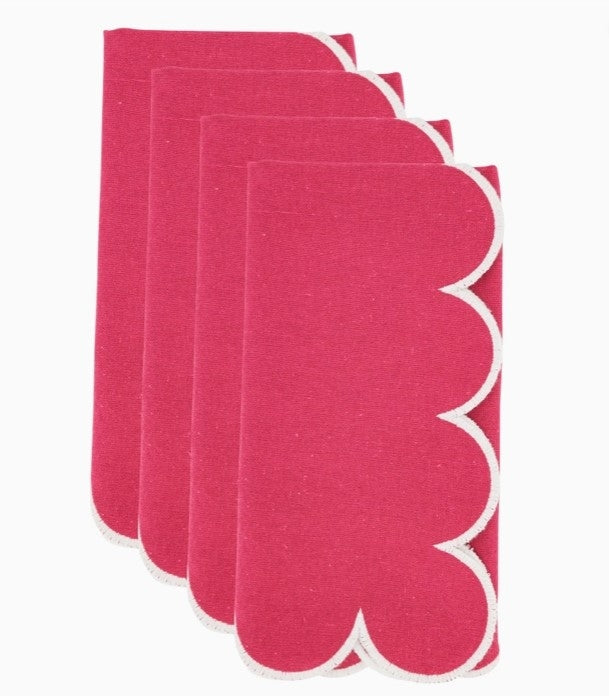 Scallop Hem Napkin Fushia Set/4
