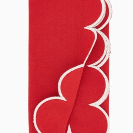Scallop Hem Napkin Red Set/4