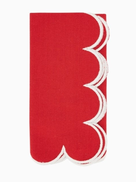 Scallop Hem Napkin Red Set/4
