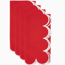 Scallop Hem Napkin Red Set/4