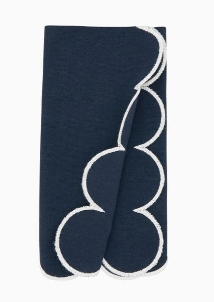 Scallop Hem Napkin Navy Set/4