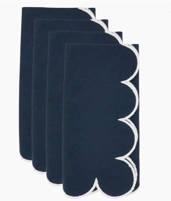 Scallop Hem Napkin Navy Set/4