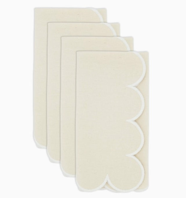 Scallop Hem Napkin Natural Set/4