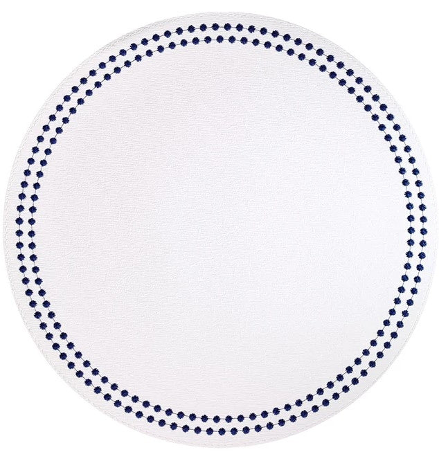 Pearls Navy on White Round Placemat Set/4