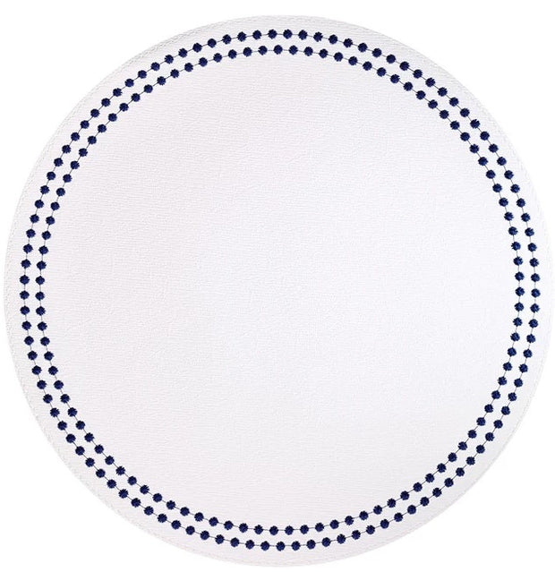 Pearls Navy on White Round Placemat Set/4