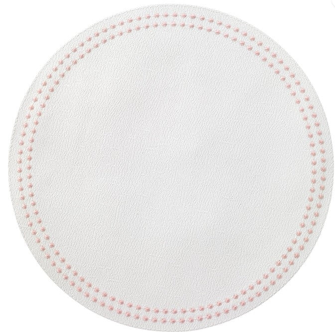Pearls Rose on White Round Placemat Set/4