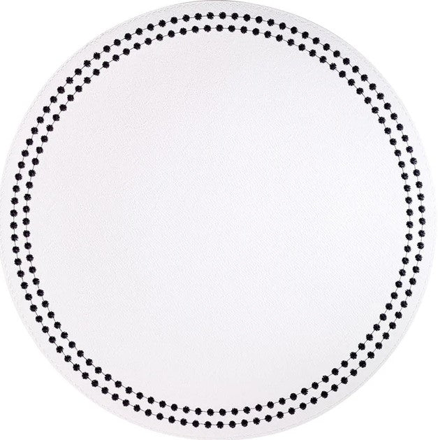 Pearls Black on White Round Placemat Set/4