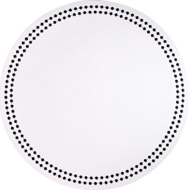 Pearls Black on White Round Placemat Set/4