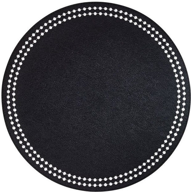 Pearls Black with White Round Placemat Set/4