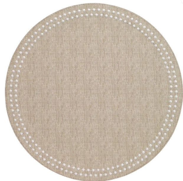 Pearls Beige with Round Placemat Set/4