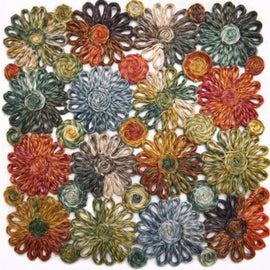 Patchwork Daisy Square Placemat in Grass Combo Set/4