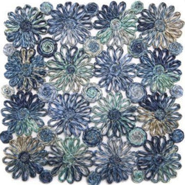Patchwork Daisy Square Placemat in Blue Set/4