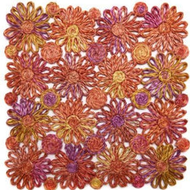 Patchwork Daisy Square Placemat in Coral Set/4
