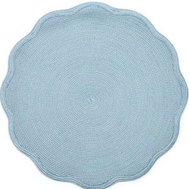 Round Scallop Placemat in Silver Aqua Set/4