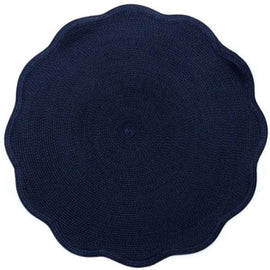 Round Scallop Placemat in Navy Set/4