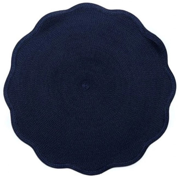 Round Scallop Placemat in Navy Set/4