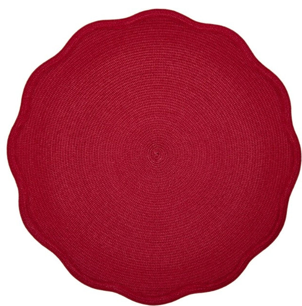 Round Scallop Placemat in  Holiday Red Set/4