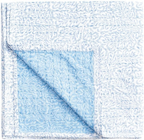 Blue Block Print Leaves Reversible 70