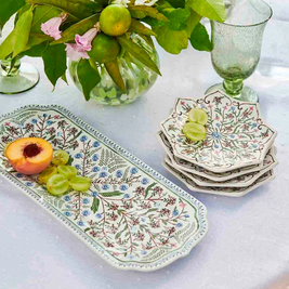 Villa Seville Scalloped Side/Cocktail Plate Set/4 - Chambray