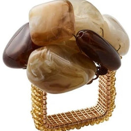 Sea Stone Napkin Ring in Beige Set/4