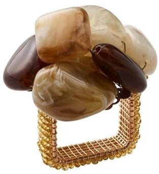Sea Stone Napkin Ring in Beige Set/4