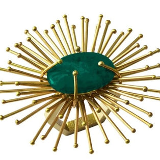 Flare Napkin Rings Gold/Emerald Set/4