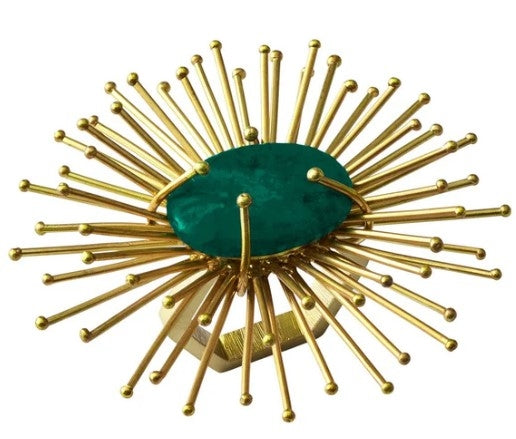 Flare Napkin Rings Gold/Emerald Set/4