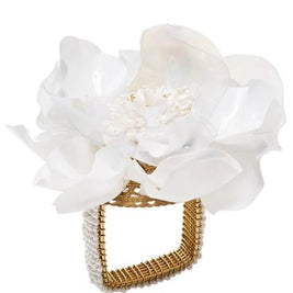 Gardenia Napkin Ring in White Set/4