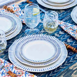 Sitio Stripe 4pc Place Setting Delft Blue