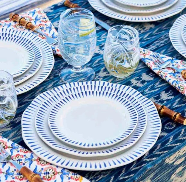 Sitio Stripe 4pc Place Setting Delft Blue