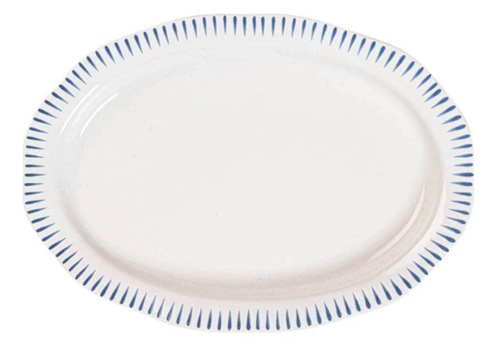 Sitio Stripe 17" Serving Platter Delft Blue