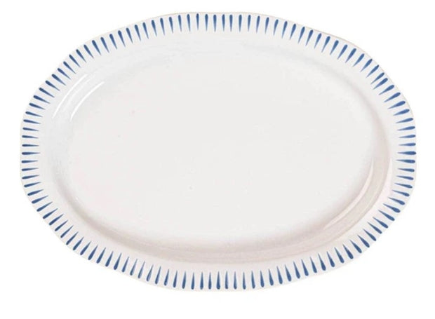 Sitio Stripe 17" Serving Platter Delft Blue