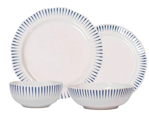 Sitio Stripe 4pc Place Setting Delft Blue