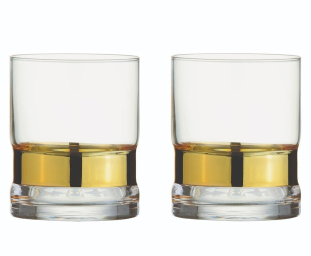 SoHo Double Old Fashioned Glass Gold Set/8