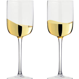Wave Wine Glass Gold Set/8