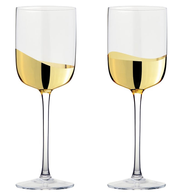 Wave Wine Glass Gold Set/8