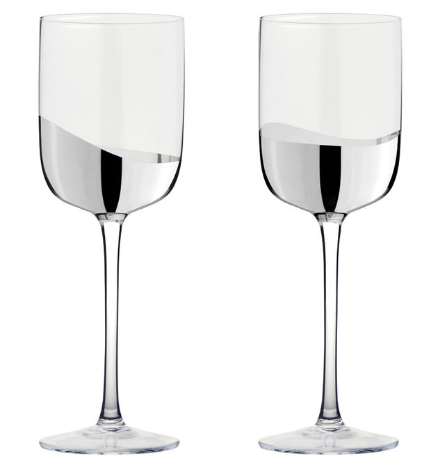 Wave Wine Glass Silver Set/8
