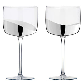Wave Red/Wine or Gin Glass Silver Set/8