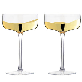 Wave Coupe Glass Gold Set/8