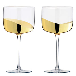 Wave Red/Wine or Gin Glass Gold Set/8