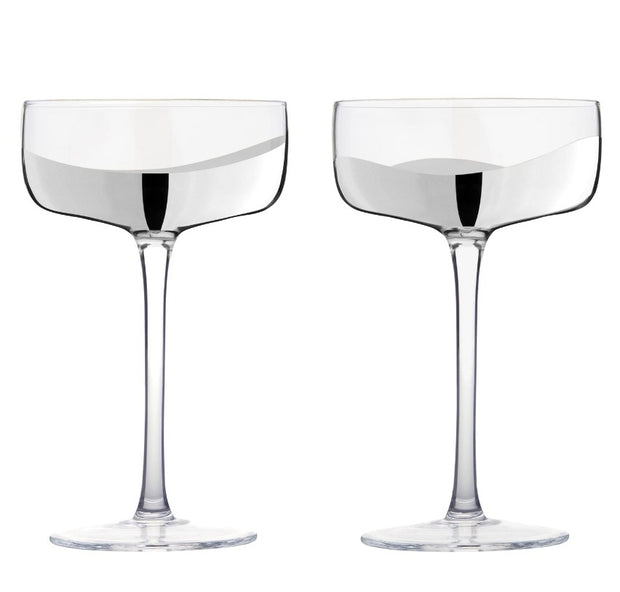 Wave Coupe Glass Silver Set/8
