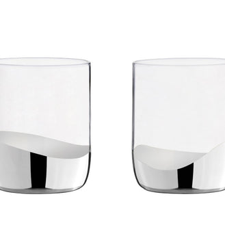 Wave Double Old Fashioned Glass Silver Set/8