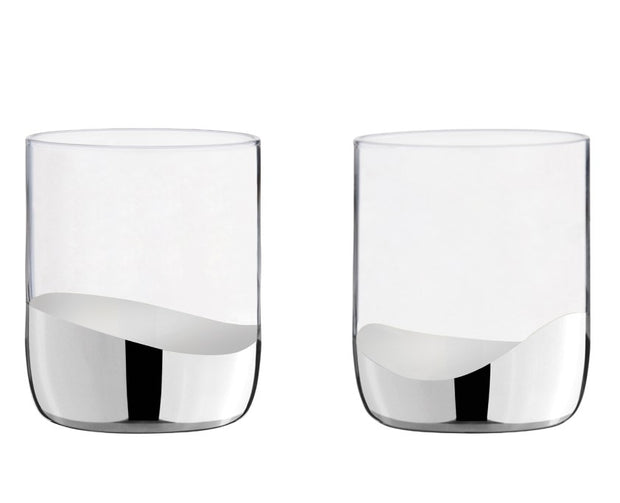 Wave Double Old Fashioned Glass Silver Set/8