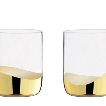 Wave Double Old Fashioned Glass Gold Set/8