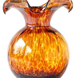 Hibiscus Medium Glass Brown Tortoise Fluted Vase