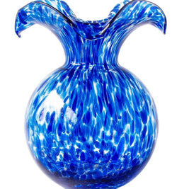 Hibiscus Medium Glass Cobalt Tortoise Fluted Vase